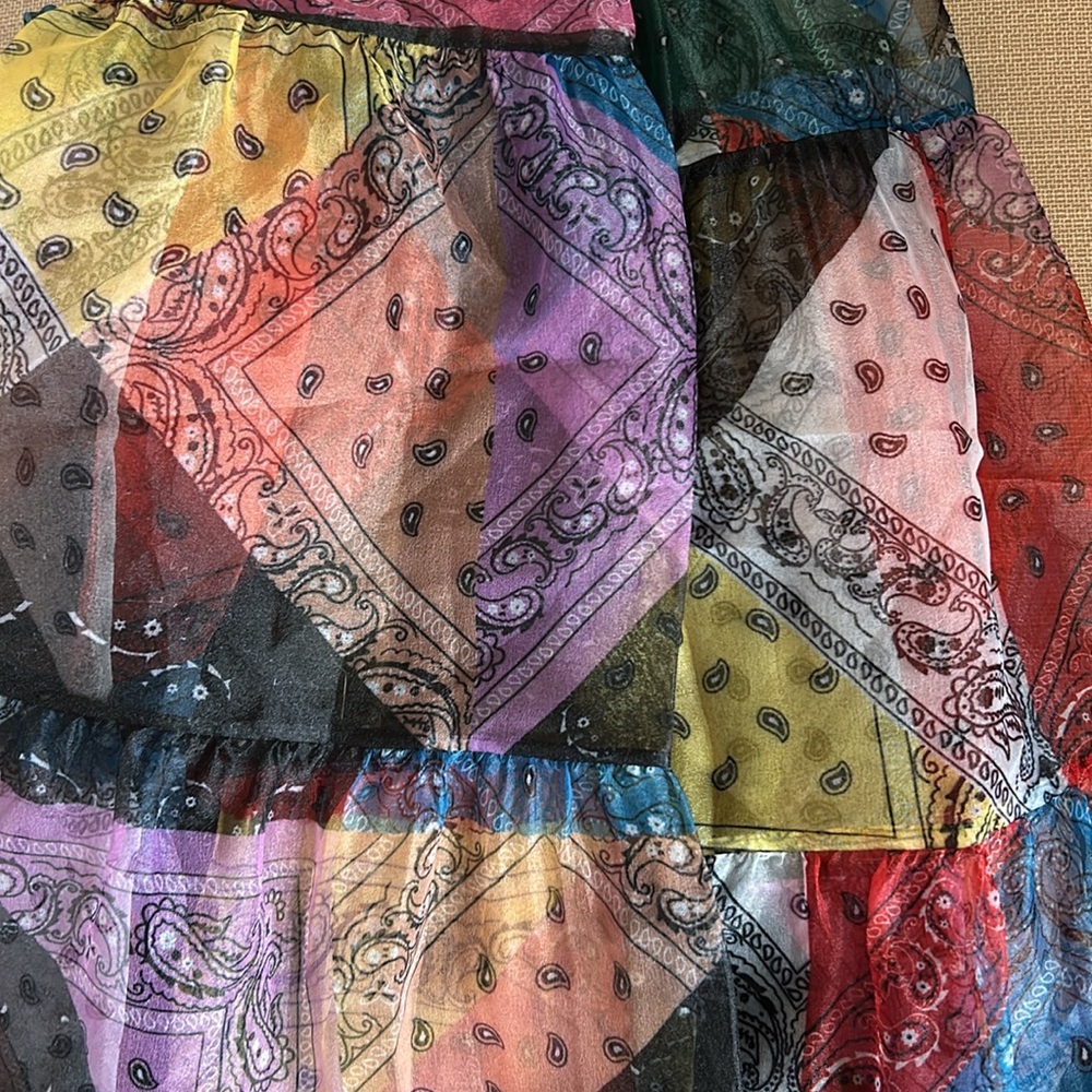 RARE NWT STAUD Hyacinth Maxi Dress - Patchwork Bandana Rainbow Colorful Block - Picture 9 of 10